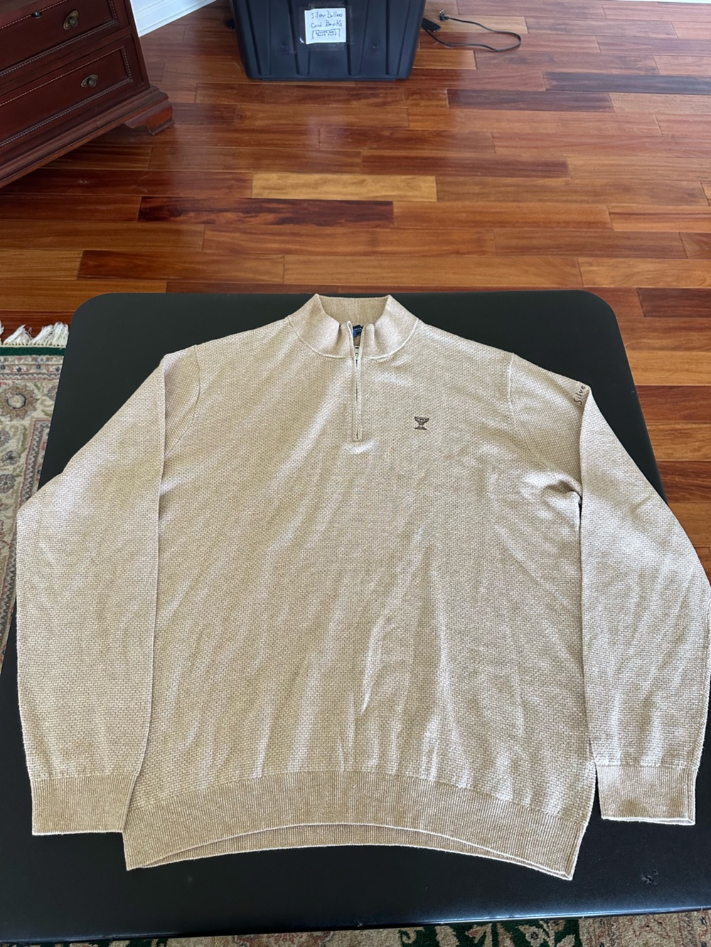 Peter Millar Crown Crafted Men's Quarter-Zip Sweater Beige - Silverleaf Golf XL